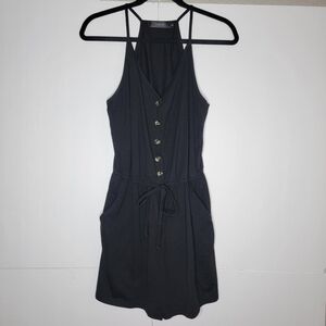 YIBOCK Black Sleeveless Button Front Romper — Size M